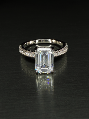 WHITE SAPPHIRE EMERALD CUT PAVÉ RING