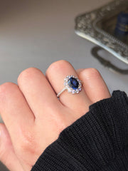 ROYAL OVAL SAPPHIRE HALO RING