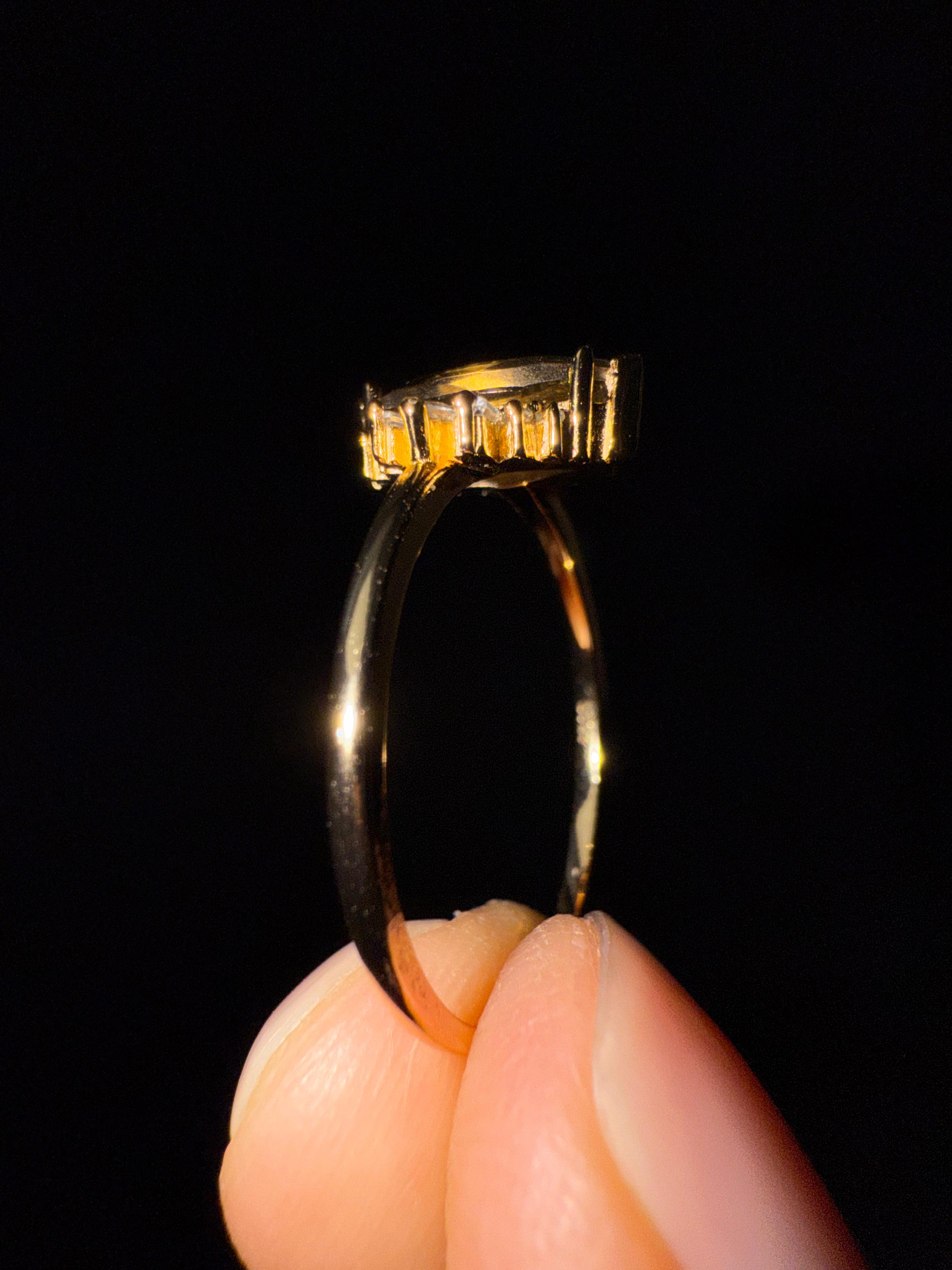 SMOKY QUARTZ MARQUISE BAGUETTE RING