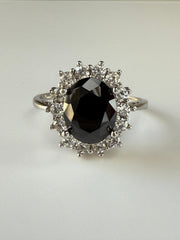 DIANA MIDNIGHT OVAL HALO RING